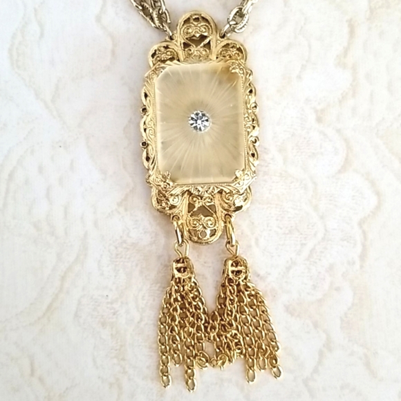 Vintage 1920s Art Deco CAMPHOR GLASS Pendant Neckace - Picture 11 of 16